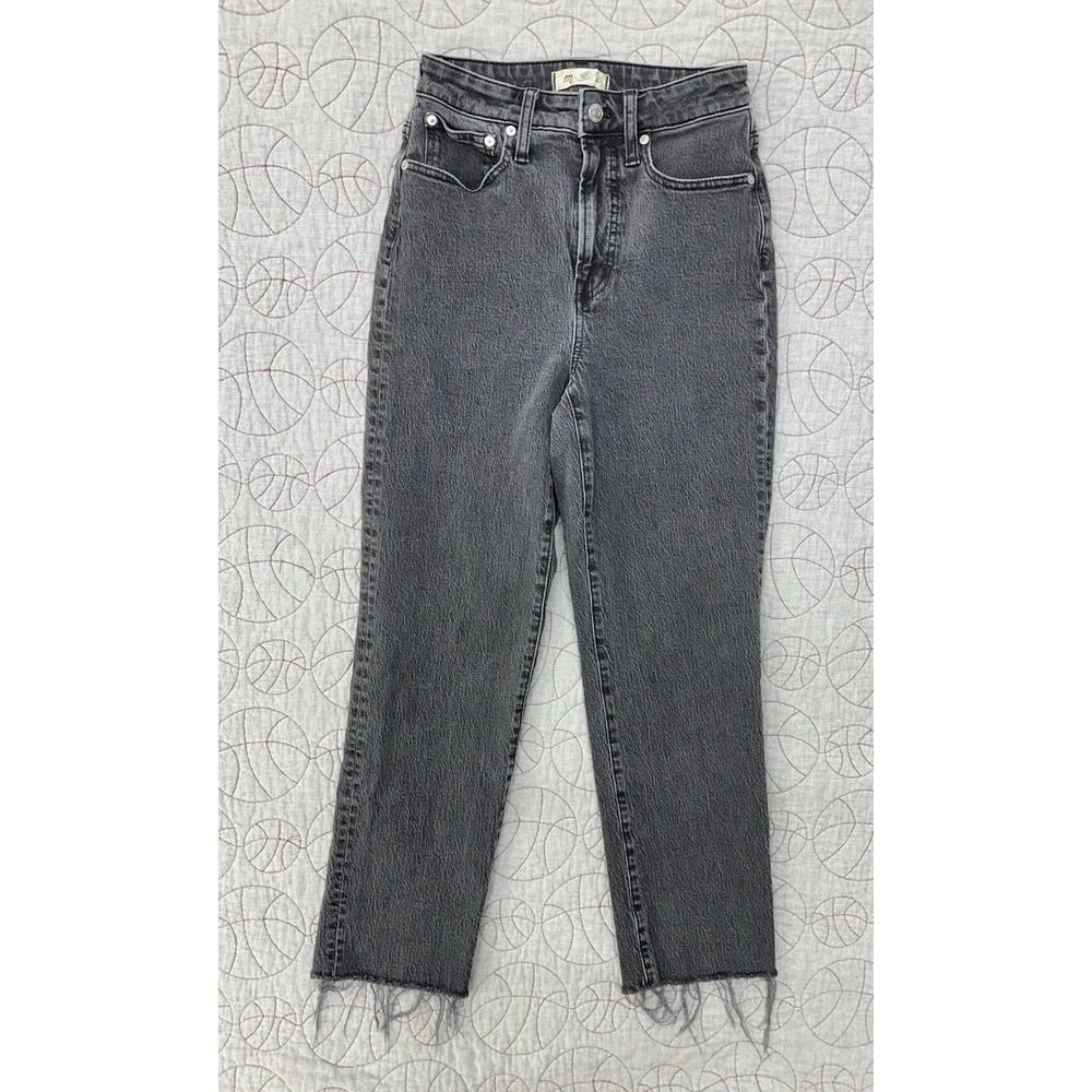 Madewell Curvy Perfect Vintage Straight Jean Washed Black Raw Hem / Women's 26